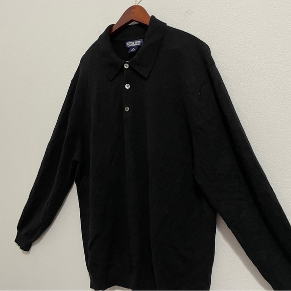 Lands’ End Cashmere Sweater Polo Black Long Sleeve Mens XL 46 - 48 - Picture 3 of 9